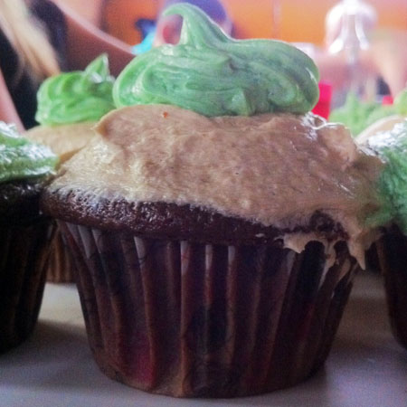 green frosted Guinness cupcake