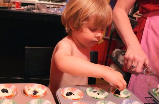 Blackberries in cupcakes