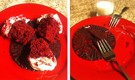 Inside the red velvet