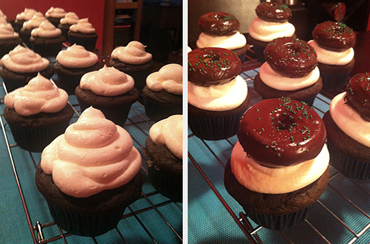 chocolate mint donut cupcakes