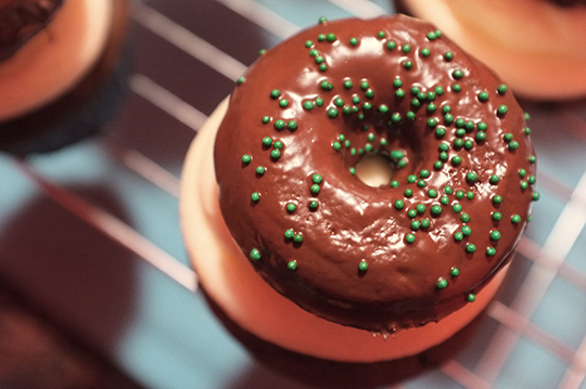 Donut on cupcake - chocolate mint