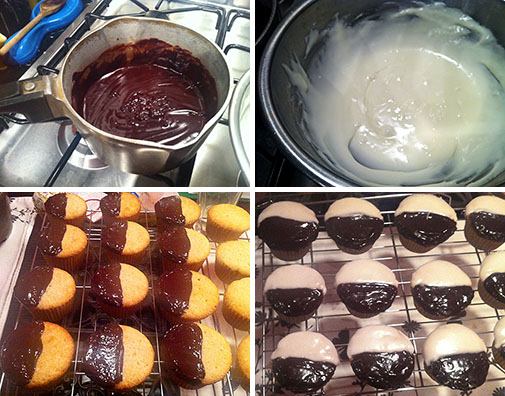 black & white cupcake process