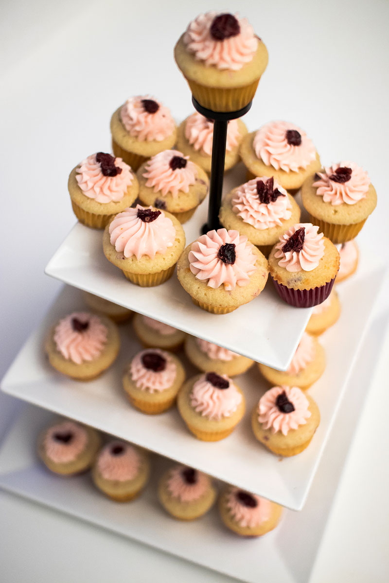 Cranberry Cupcakes on tiered server
