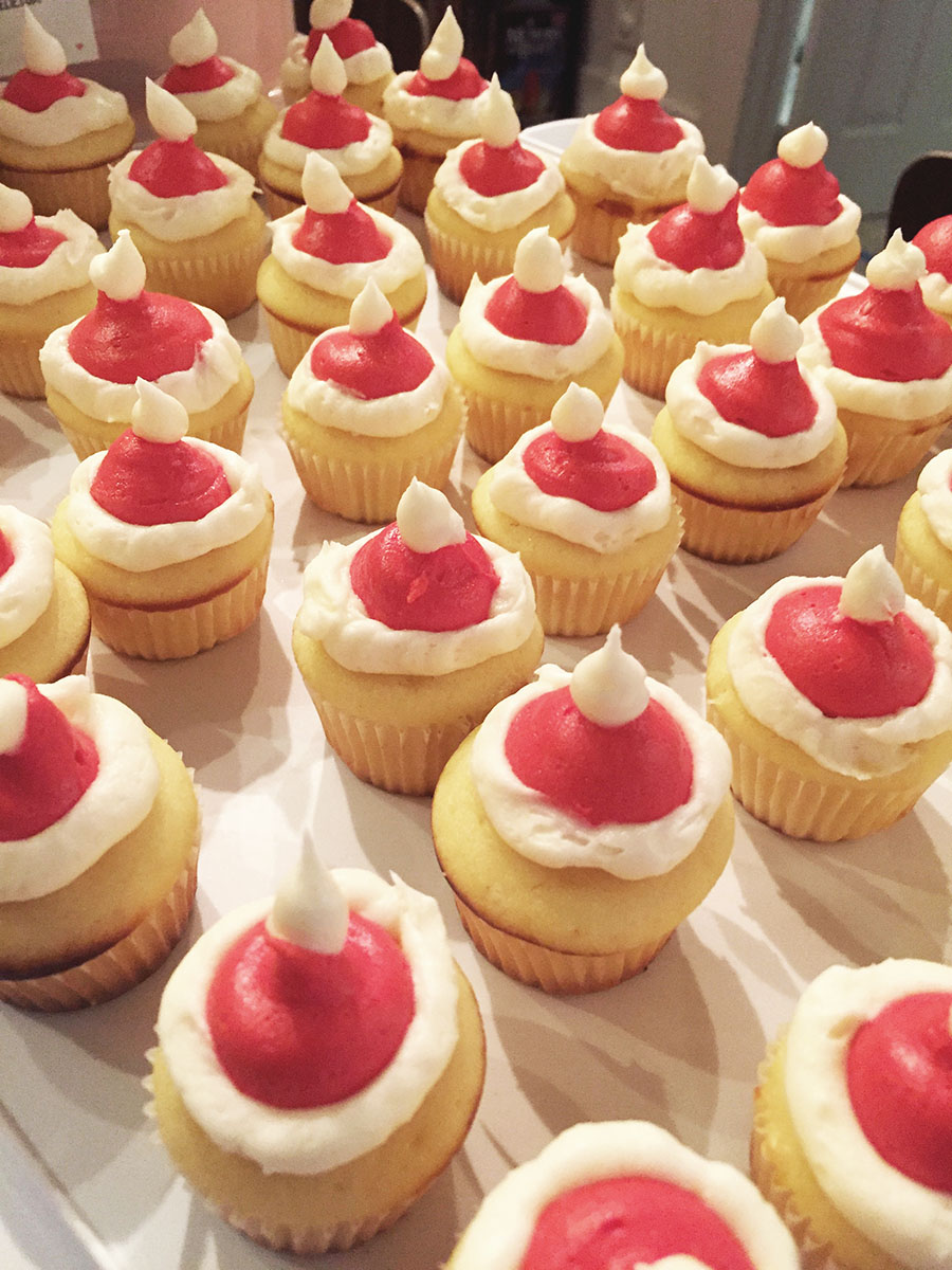 Santa Hat Cupcakes