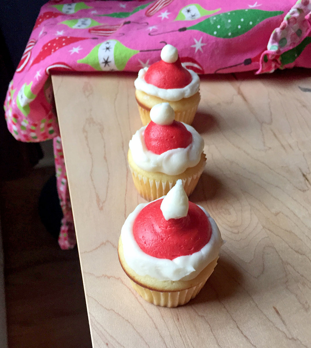 Santa Hat Cupcakes