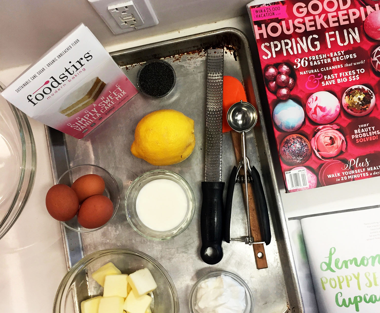 Ingredients for Lemon Poppy Seed Cupcakes