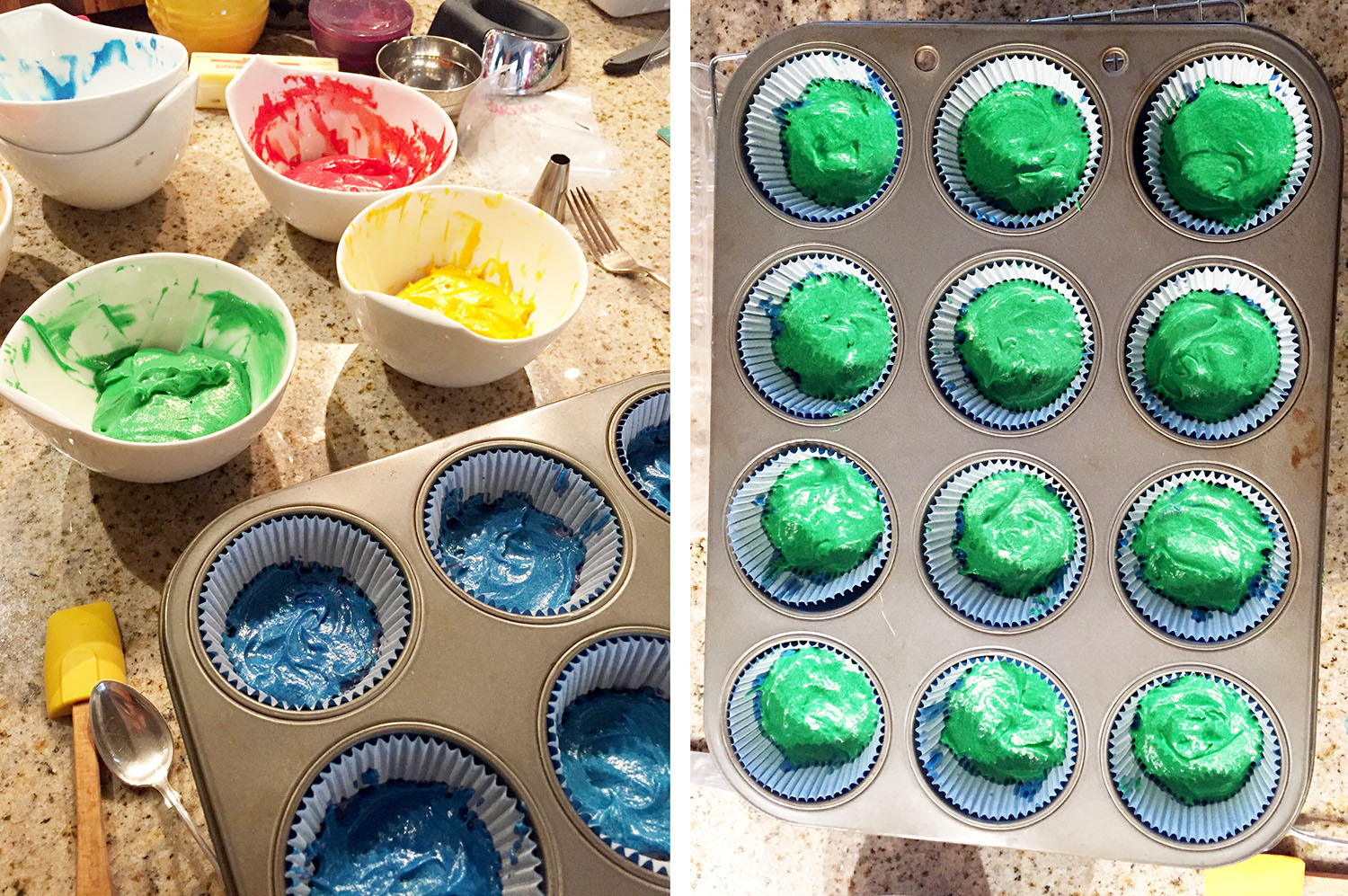 Rainbow Cupcakes in progress