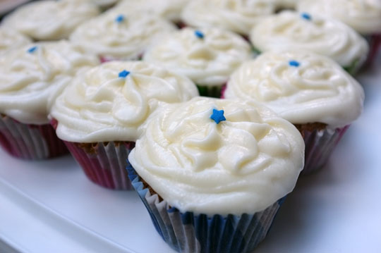 Carrot Zucchini Chocolate Chip Cupcakes with Cream Cheese Icing